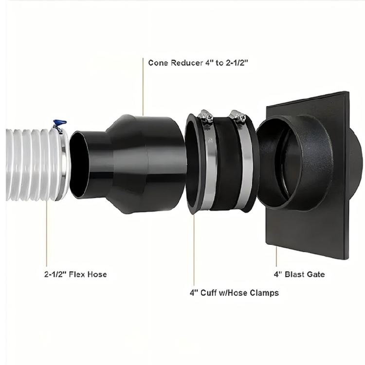 Tapered Dust Hose Connectors 4In to 2 -1/2inch Dust Collection Hose Cone Reducer for Effective Workshop Debris Control