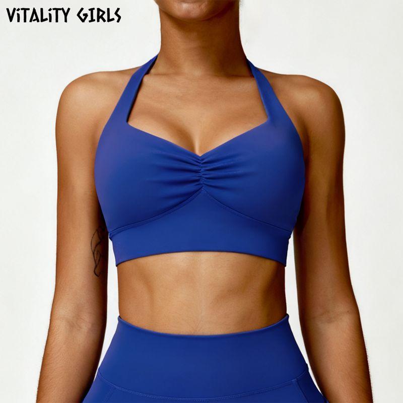

Vitality Girls Fashion Halterneck Yoga Intimates Beauty Back and Push up Shock-Absorbing Outwear Fitness Women s Wait Lifting Bra Gemstone Blue XL