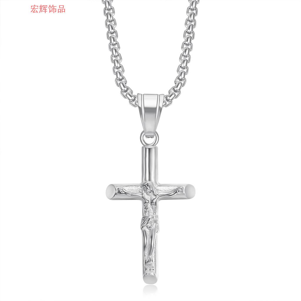 Titanium Steel Necklace Cross Pendant Non-Fading Neck Chain DIY Unisex Punk Style Hip-Hop Accessories