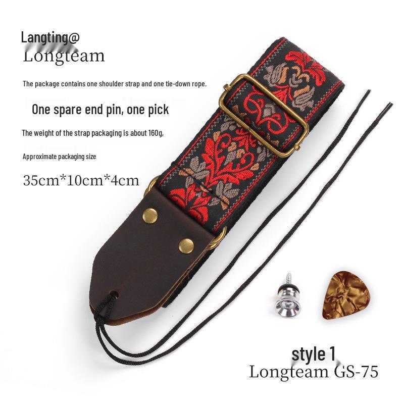 Longteam Embroidered Guitar Strap for Acoustic, Electric Guitar & Bass Accessories