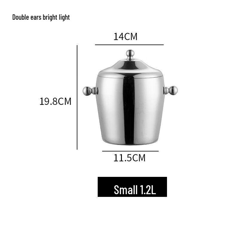 ZISIZ Thickened Double-Layer Stainless Steel Ice Bucket