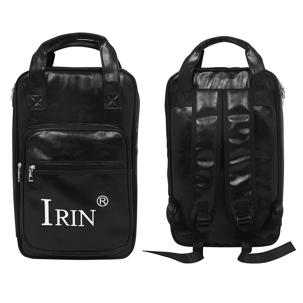 IRIN Drum Stick Storage Bag Leather Drumstick Case Portable Foldable Drumsticks Backpack Percussion Instruments Accessories