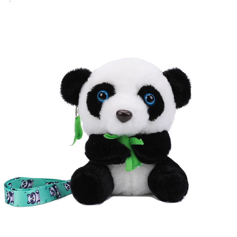 Panda Plush Small Crossbody Bag With Zipper Closure For Daily Use