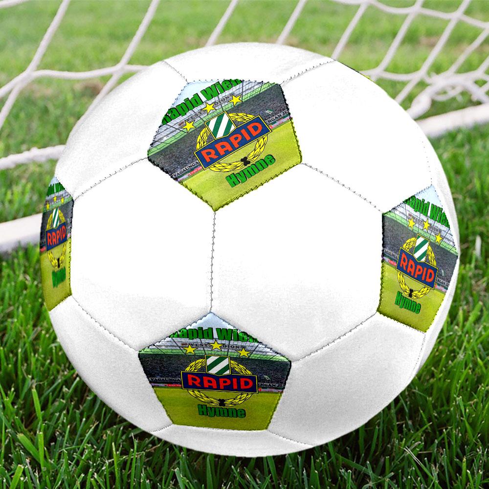 Rapid Wien Size 5 Soccer Ball, Machine-Stitched PVC, Durable & High Bounce, All Ages Fit, Fan Merchandise, Matches & Outdoor Use.