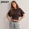 JPNTKY Women's Fashion Casual Solid Color Print Short Sleeve O Neck Blouses & Shirts