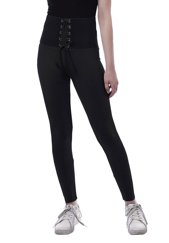 Moomaya Womens High Waisted Yoga Pants Corset Style Trendy Leggings