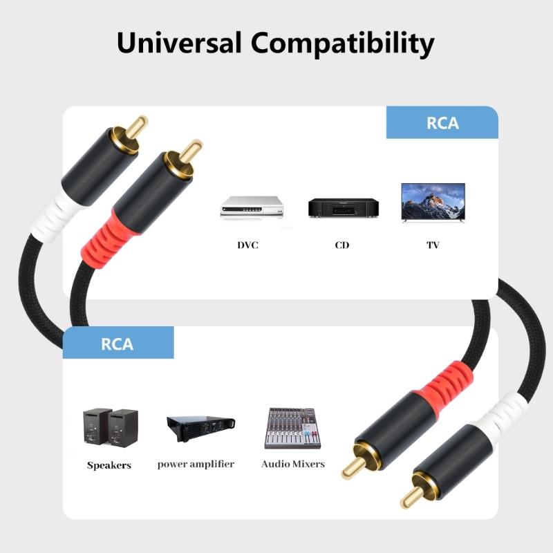 2RCA Male To 2RCA Male Sound Speaker Adapter Splitter Cable Gold Plated Metal Shell Flexible Stereo Sound Transmissio