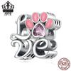 Bracciale Everlove in Argento Sterling s925 con Smalto Colorato a Forma di Zampa con Perline di Gatto e Cane