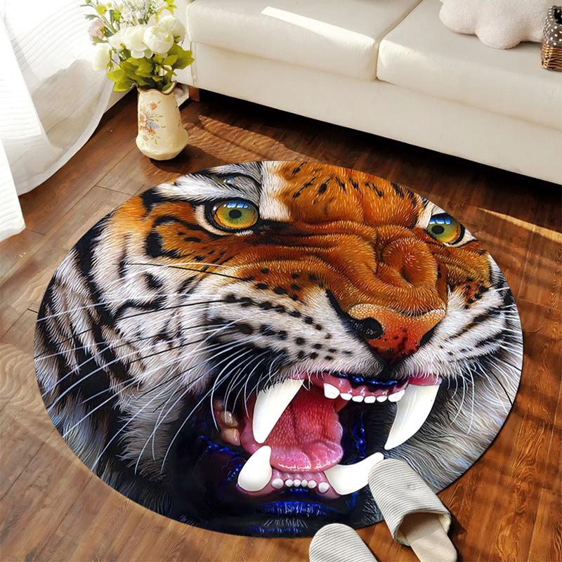 1Pc Tiger theme Circular Print Rug - home decoration Carpet For Living Room Bedroom Flooring Computer Chair Area Rug