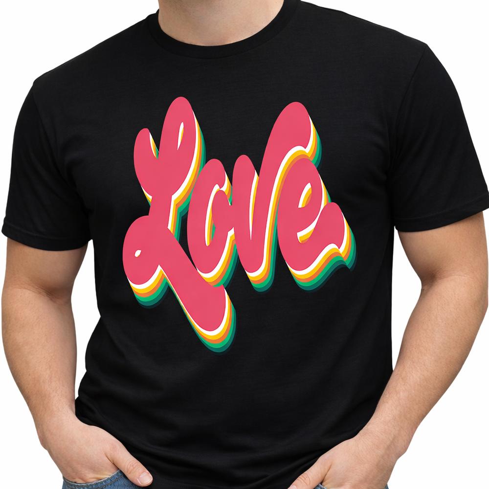 Love T Shirt Retro Script Text Graphic Tee Vintage Casual Streetwear Top