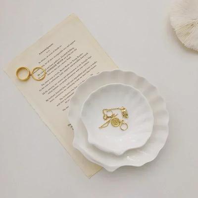 Ceramic Shell Storage Trays White Creative Tray for Decoration Jewelry Plate Ceramic Plate Table Decoration Tray