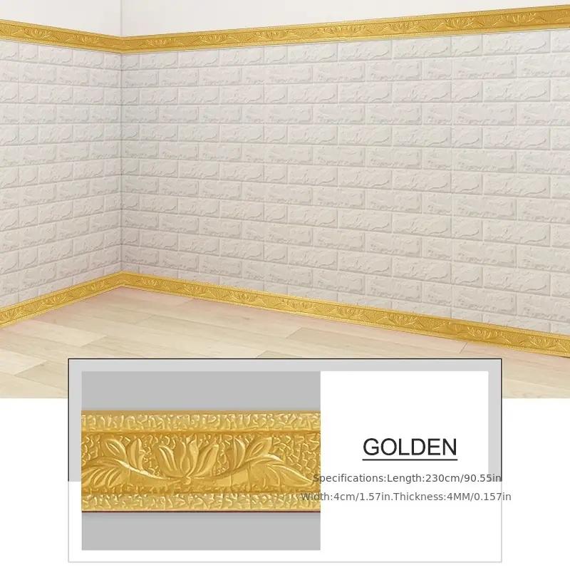 1PC 4X230CM 3D Wall Trim Line Skirting Border Self Adhesive Baseboard Wallpaper Hallway Ceiling Decor Anti-collision Corner Line