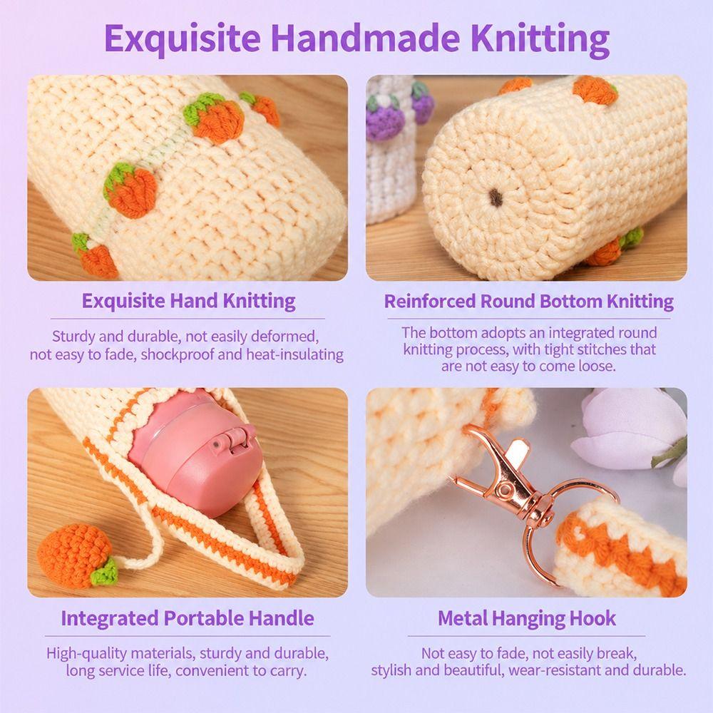 Knitted Crochet Water Bottle Cover Reusable Cup Pouch Cup Sleeve Pouch Water Bottle Accessories