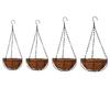 Hanging Coconut Basket Planter Flower Pot Black Metal Frame Hanger 14inch