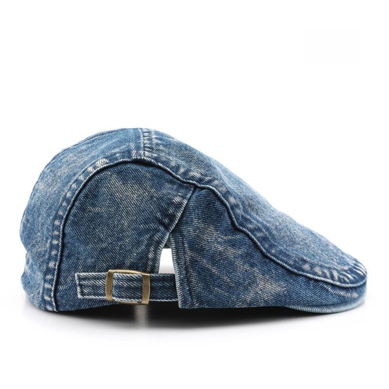 1pc Four Seasons Denim Solid Newsboy Caps Men Washed Flat Peaked Cap Women Painter Beret Hats,Men Painter Beret Hats for Tralve