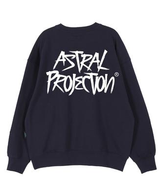 ASTRAL PROJECTION Graffiti Lettering Oversized Drop Shoulder Sweatshirt_Marineblauw