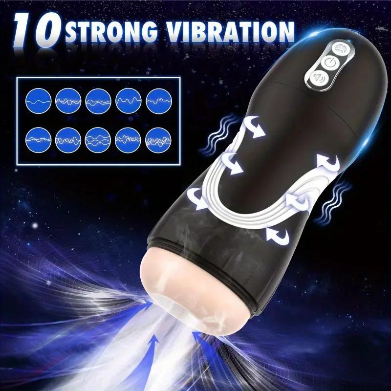 Men's Automatic Masturbation Cup Men's Masturbation 10 Frequency Vibration 7 Frequency Absorption 3 Tones One Click Burst TPE+ABS Material