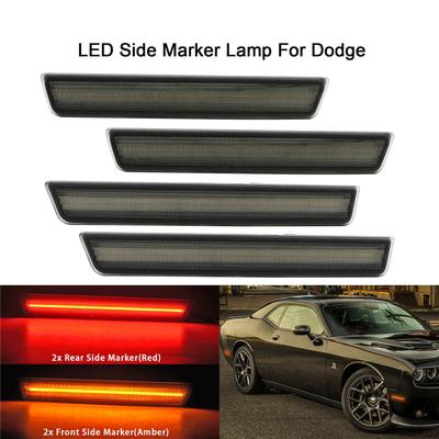 Front Rear LED Side Marker Light Smoked Lens Lamp For 15-2021 Dodge Challenger