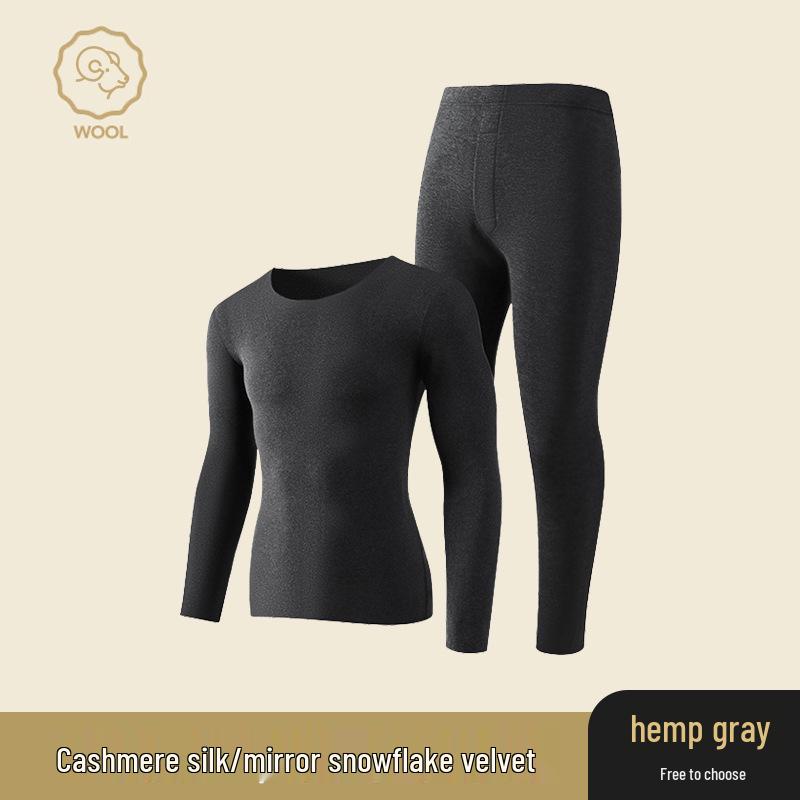 Ropa interior térmica de cachemira y seda alemana: Conjunto Unisex sin Costuras de Cuello Redondo para Otoño e Invierno