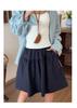 Women's Navy Blue High-Waisted A-Line Skirt, Slimming & Anti-Exposure, Tiered Japanese Academy Style, Half-Length Short Skirt