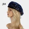 Sophisticated Daily Accessory Women Sequined Beret Hat, Sparkly Retro Artist Cap, Stylish Outdoor Fashion Headgear Adjustable Painter Cap for