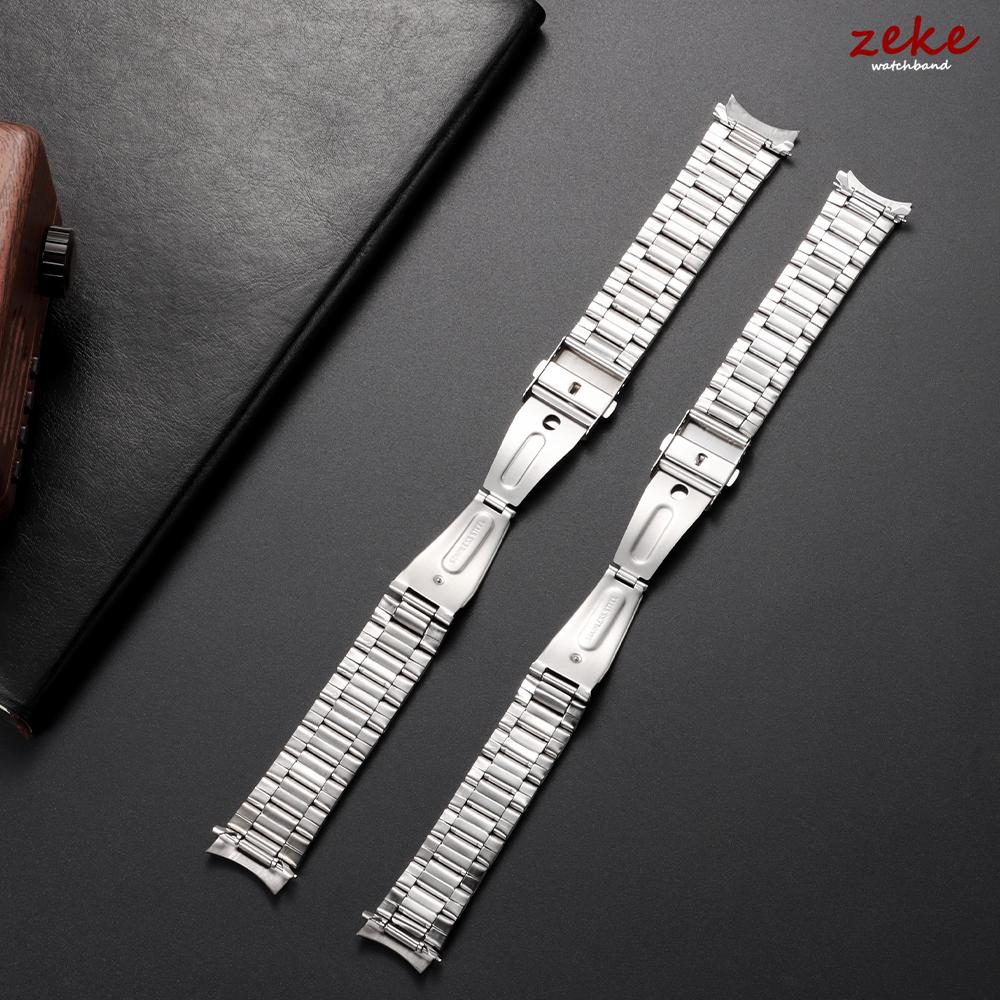 Arc End Stainless Steel Watch Band Universal Strap Folding Safety Buckle Metal Bracelet Straps 20mm 22mm Watch Belt Accessories