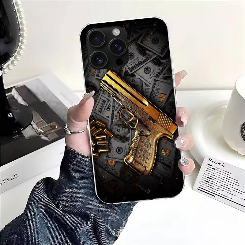 Gun Bullets AK47 Handgun Soft Phone Case For IPhone 11 17 Air 16E 16 Pro Max 15 + 14 Plus 13 Mini 12 Apple 7 SE 8 Fundas Coque 1