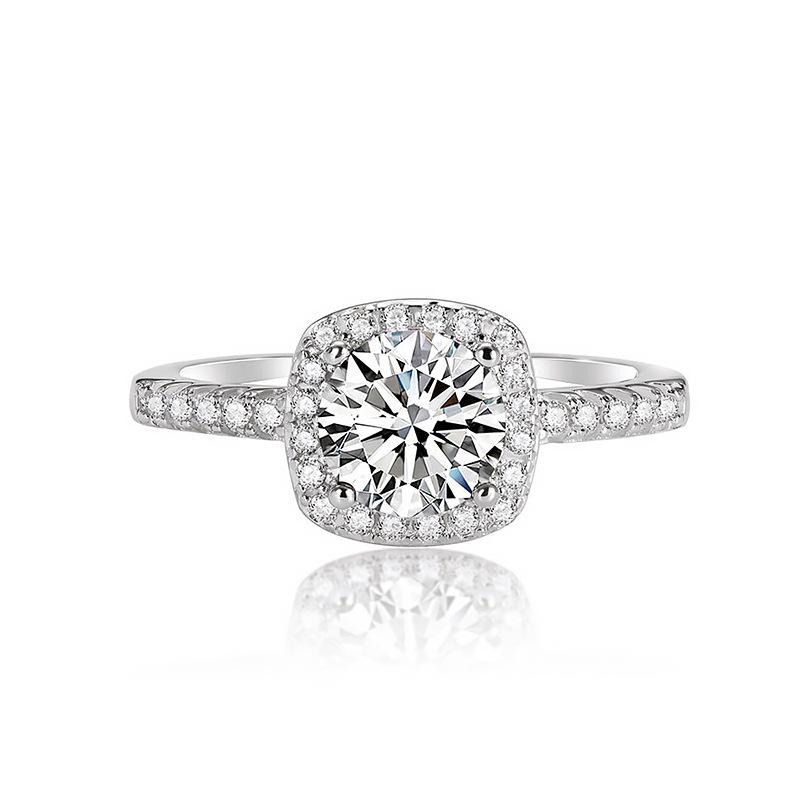 Princess Square Bag Small Sugar Cube Ring Plated With Rose Gold Imitation Live Mouth Adjustable Ring
