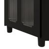 Black Corner Cabinet with Lacquer Finish & LED Lighting – Corner Dresser with App Control, for Living Room, Bookshelf, Bathroom (63.5*124 cm, Black)
