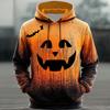 Men's Halloween Hoodie Funny Pumpkin Face Hoodie Scary Long Sleeve Top