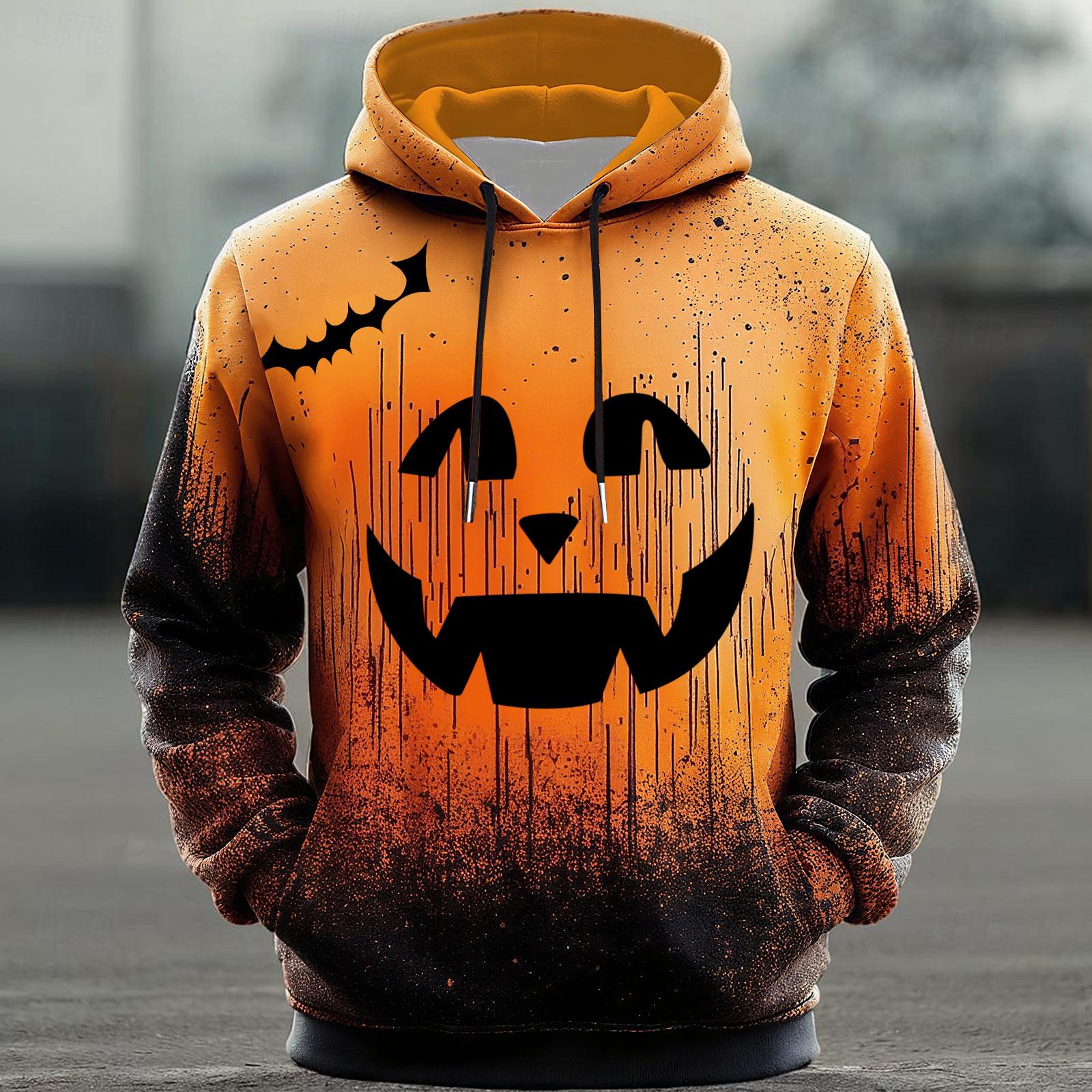 

Мужская толстовка на Хэллоуин, забавная толстовка с лицом тыквы, страшный топ с длинным рукавом XXL