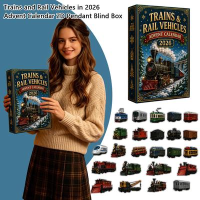 Advent Calendar 2026 Train and Railway Vehicle 2D Hanging Ornament for Enthusiasts