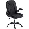 Linen-Look Computer Desk Chair, Executive Office Chair with Flip-Up Armrests and Thick Cushion, Black