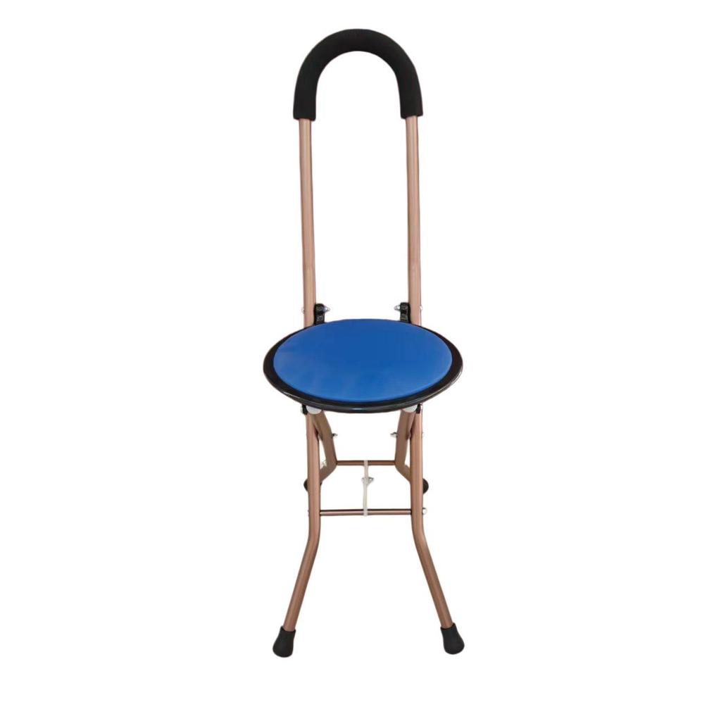 Leichter Vierbeiniger Gehstockhocker aus Aluminiumlegierung mit rutschfester Sitzfläche für ältere Menschen - Gehhilfe und Rollator in einem.