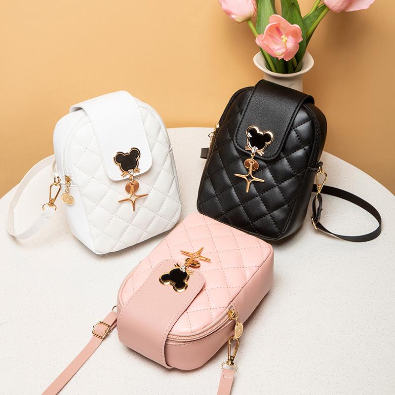 Embroidered Mobile Phone Bag for Women's Lipstick Bag Diamond Chain Crossbody Bag