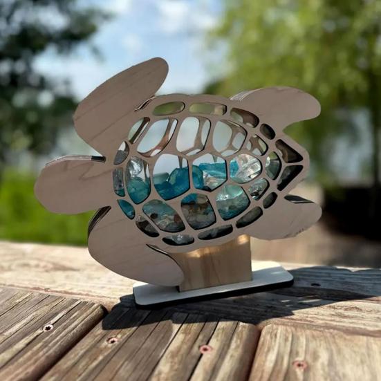 Sea Glass Display Box Sea Turtle Shaped Storage Box Coastal