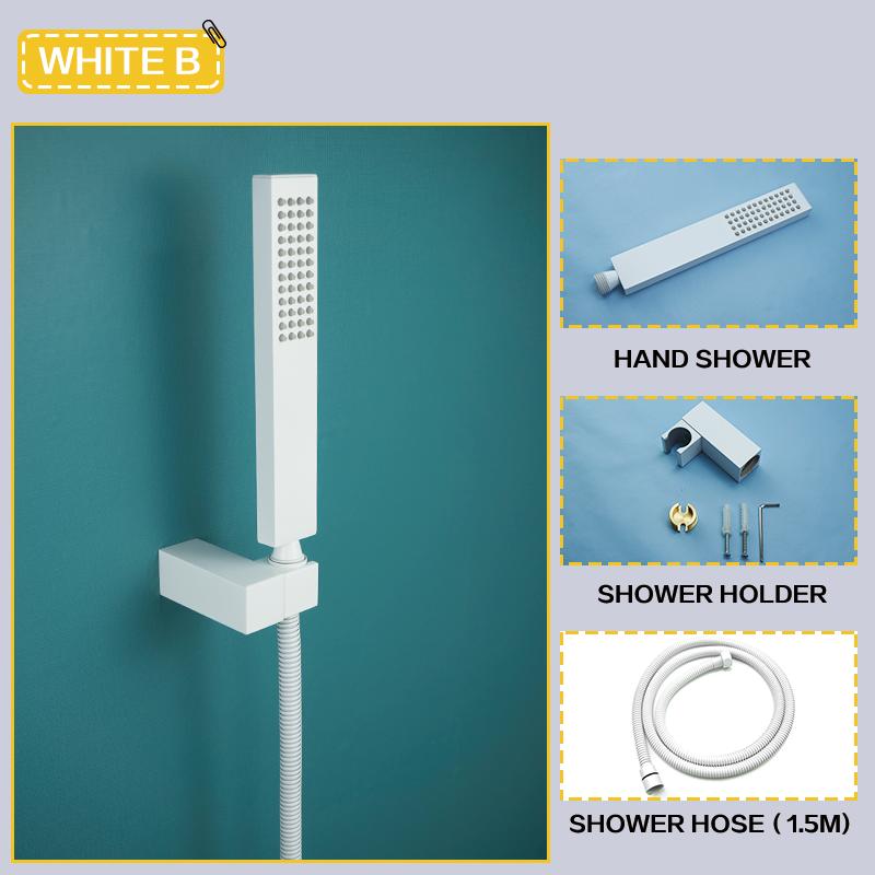 Brass White Handheld Shower Head Bathroom Round and Square Adjustable Stand Handheld Shower Head Wall Mounted Faucet Accessories