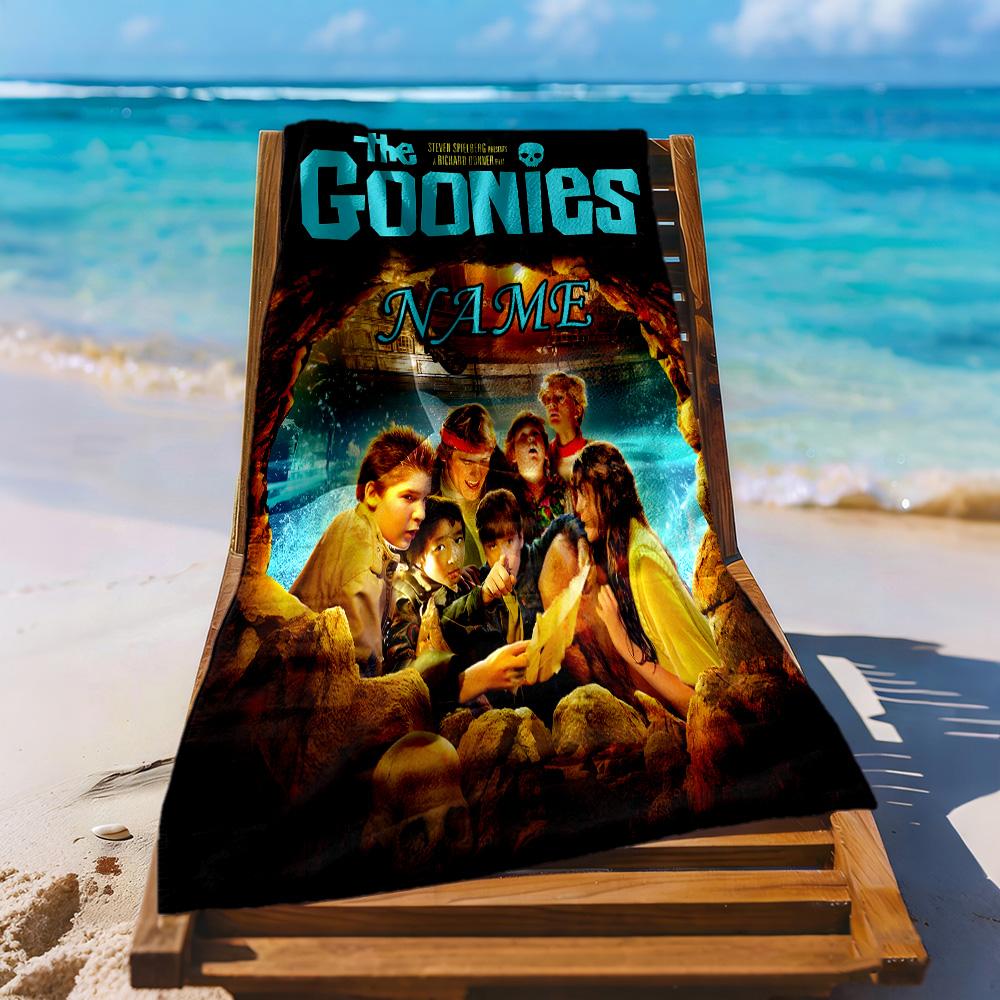 Goonies Adventure Begins Personalized Name Beach Towel Soft Durable Quick-Dry Suitable for Swimming Gym Camping Yoga Vacation