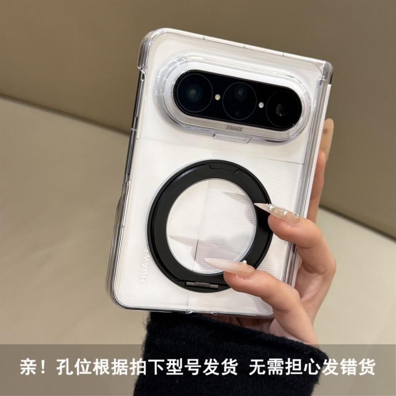 Foldable Phone Case With 360 Rotating Stand Mate X7 Find N6 Puraxmax Compatible Transparent Dual-Hinge Design