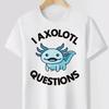 Cute I AXOLOTL QUESTIONS Letter Print Boys Creative T-shirt Casual  Comfy Short Sleeve Crew Neck Tops Kids Clothings for Summer