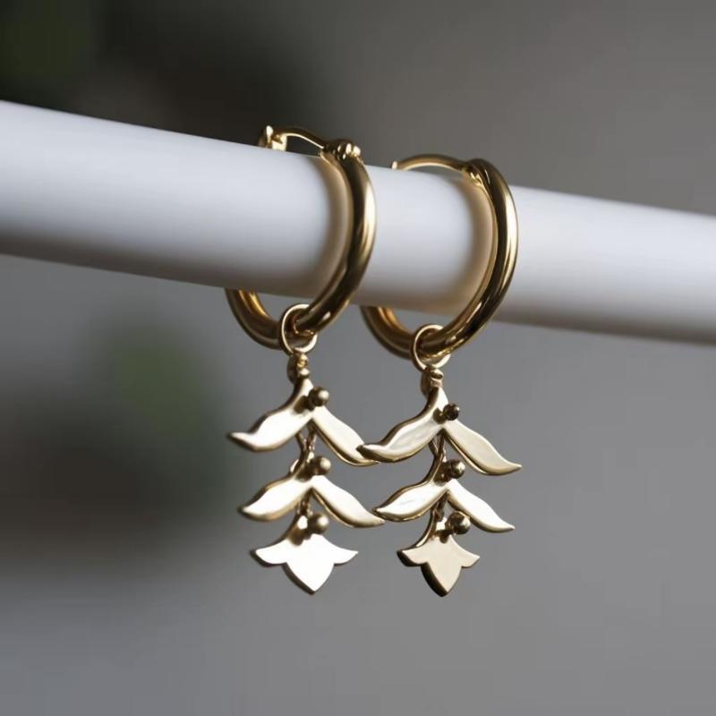 Vintage Leaf Hollow Earrings Geometric Creativity Silver Color Dangle Earrings For Women Jewelry