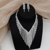 Bridal Jewelry Set, 1 Set of Rhinestone Alloy, Necklace Earrings, Women's Fashionable Tassels