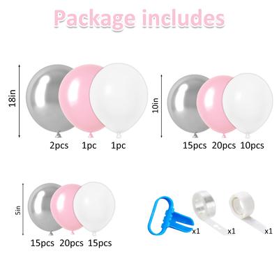 99PCS Light Pink and Silver Latex Balloon Set Suitable for Birthday Parties, Weddings, Valentine's Day Party Decorations