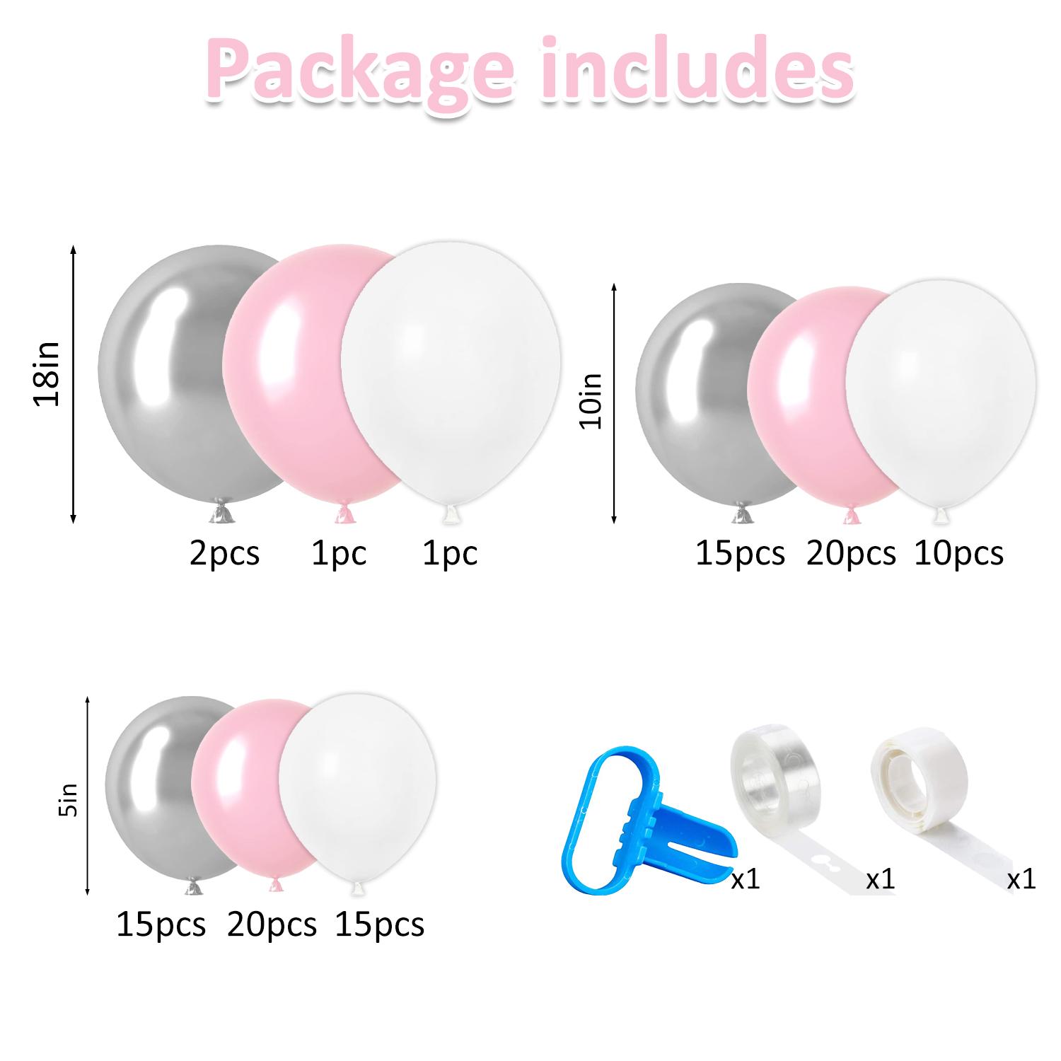 

99PCS light pink and silver latex balloon set suitable for birthday parties, weddings, Valentine s Day party decorations Other світло-рожевий колір