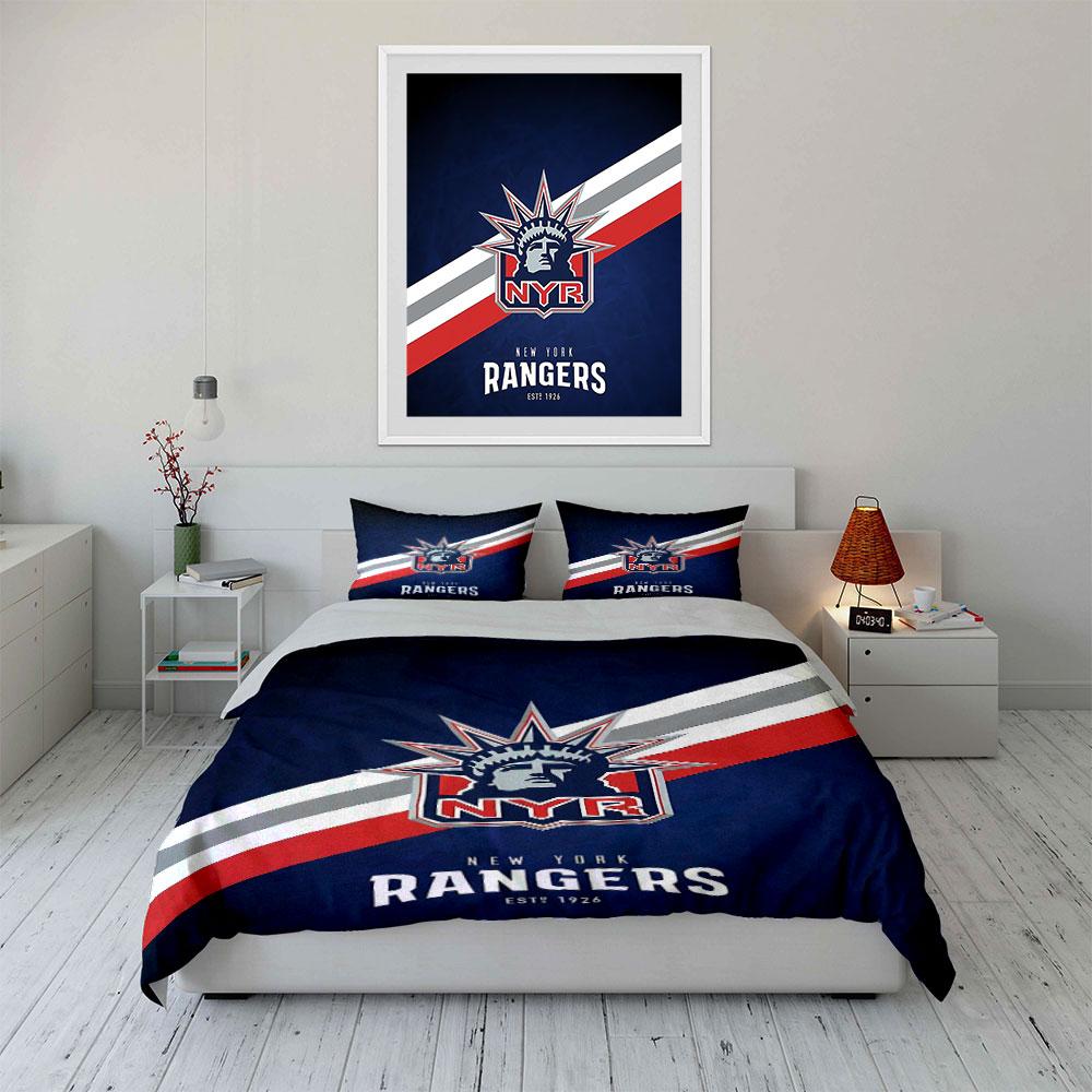 New York Rangers Bedding Set Bedding Duvet Cover Set Duvet Cover Pillowcases (1 * Duvet Cover 2 * Pillowcases, without duvet insert)