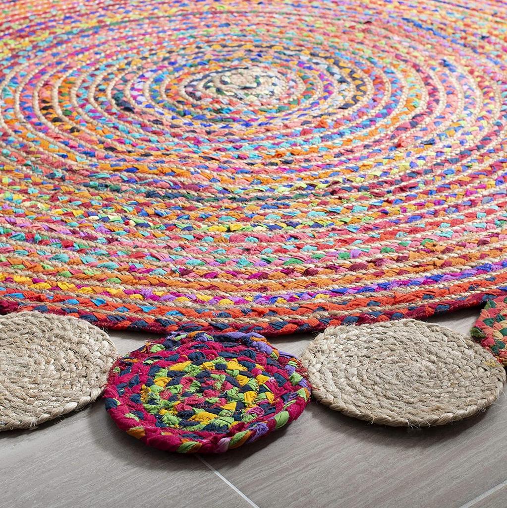 Ręcznie robiony okrągły dywan z juty i bawełny, naturalny dywan do każdej przestrzeni, rustykalny dekor do każdej przestrzeni