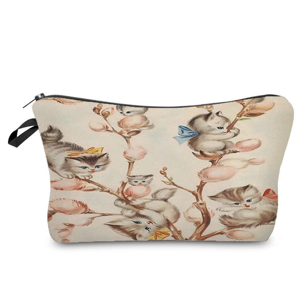 Women Cat Print Cosmetic Bag Toiletries Organize Travel Storage Case 6689