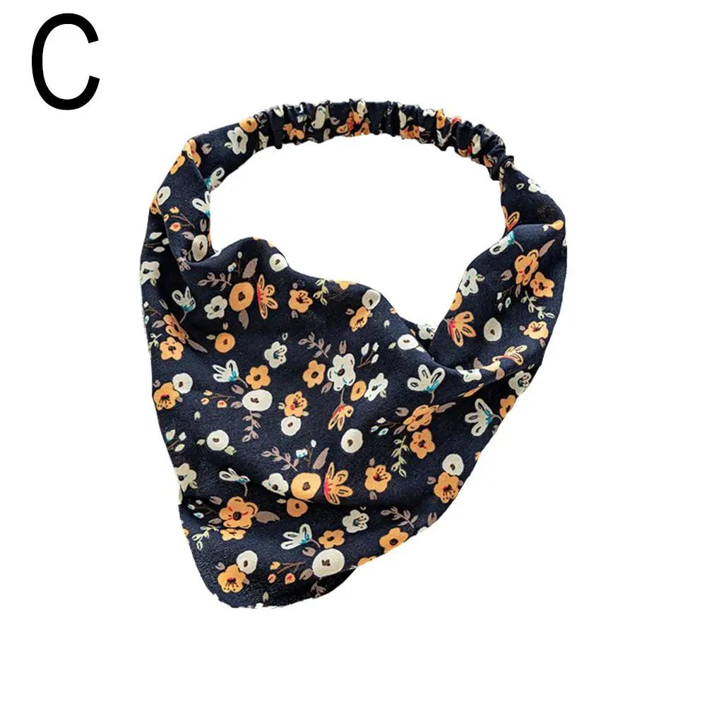 Rural Style Triangular Headscarf Women's Elastic Band Headscarf Printing Summer Elastic Triangular Headband Versatile O4P9