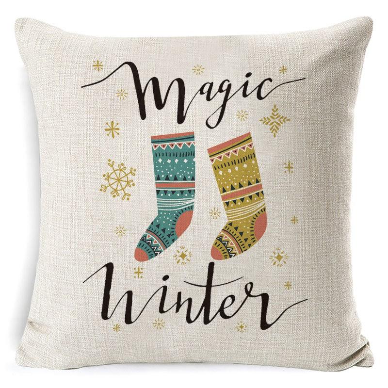 Christmas Pillow, Home Sofa, Linen Cushion Cover, Car Waist Pillow Cover, Children's Pillow Cover