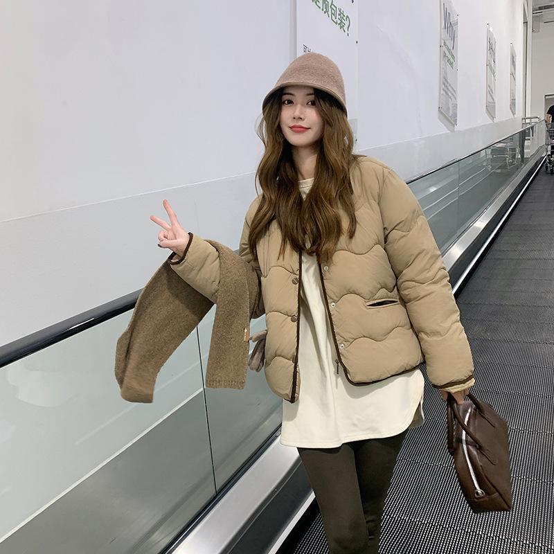Real shot light down cotton clothes women's corduroy lapel short fashion casual cotton-padded jacket winter